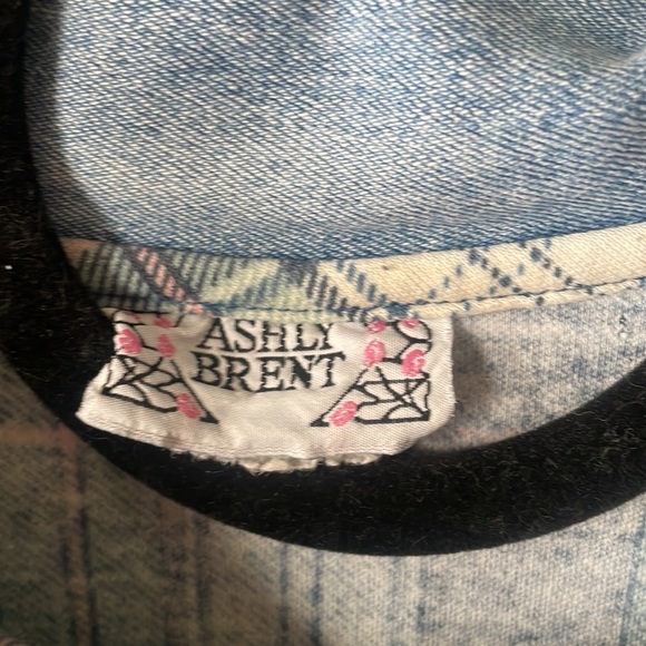 Vintage plaid denim collared button short sleeve by Ashly Brent - Picture 4 of 5